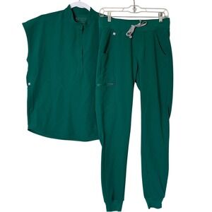 FIGS Scrub Set XS Rafaela Mandarin Top XS/T Zamora Joggers Green Clean Girl